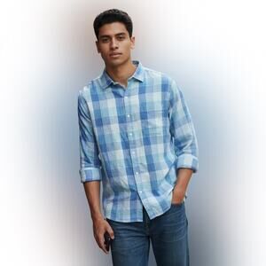 Tommy Bahama BARBADOS BREEZE BEACH DAY CHEKshirt in Palace Blue Size XL